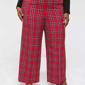 NWT Lane Bryant Red Plaid Wide Leg Pants Sz. 28s